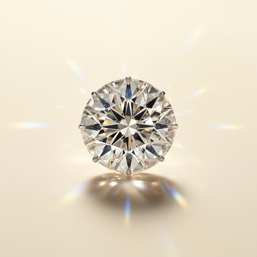 Macro view of a certified lab-grown brilliant cut diamond